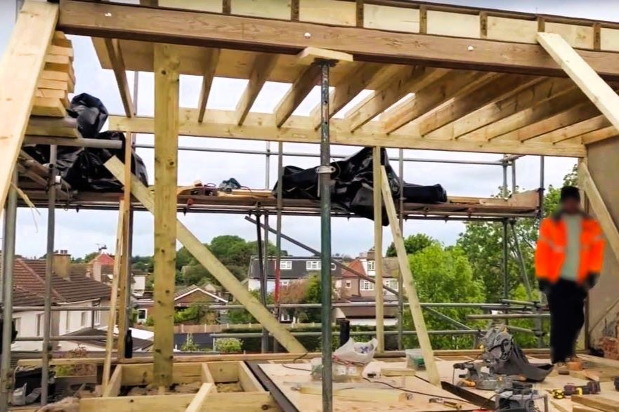 Construction site with Joist and rafters